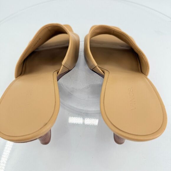 Vince Womens Pia Espadrille Mules Wedge Sandals Tan Brown Leather Size 9 Slides - Picture 10 of 15